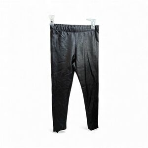 Girls Faux Leather Leggings Black Size L 10/12 Stretch Coated Pants